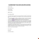 Elementary Teacher Job Application example document template
