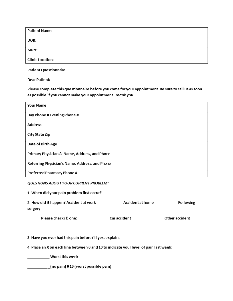 Accident Questionnaire Template - Quickly Document Possible Phone ...
