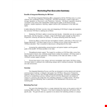 Marketing Plan Executive Summary Template - University of Stout example document template