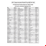 Field & Board Price List Template | Selected Herbicides & Crops example document template