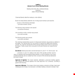 Church Board of Directors Meeting Minutes example document template