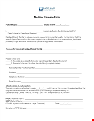 Dental Medical Records Release Form