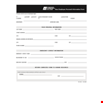 Personal Information Sheet example document template