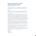 Letter Of Recommendation For Elementary Teacher example document template 