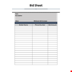 Get the Best Deals: Silent Auction Bid Sheet for Maximum Value and Accurate Descriptions example document template