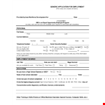 Printable Job Application Form for Generic Companies | Easy Application & Employment Process example document template