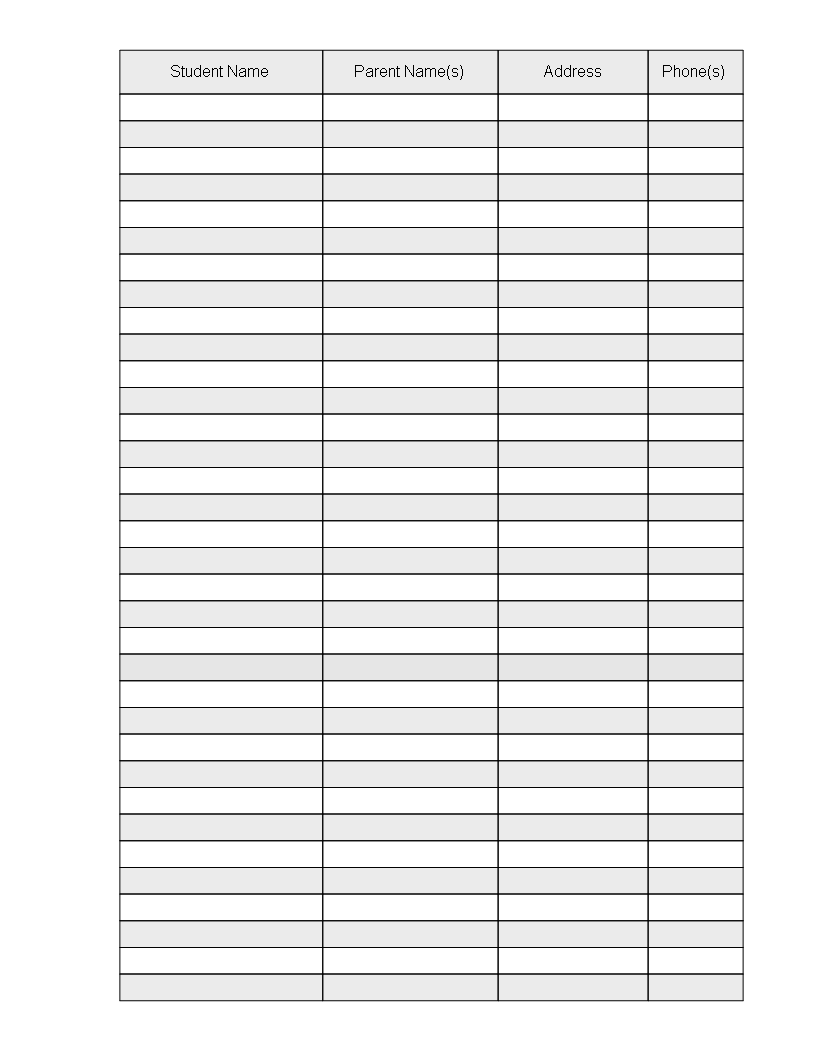 Class Roster Template – Download Printable Class Roster Template