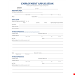 Fillable Employment Application - Gain Valuable Work Experience, Apply for Employment Today! example document template