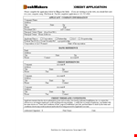 Credit Application Form . example document template