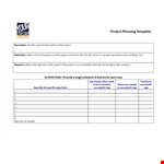 Project Planning Form Template example document template
