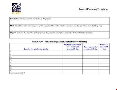 Project Planning Template Form