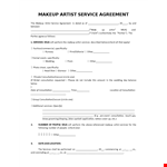 Makeup Artist Service Contract Template example document template