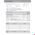 Executive Team Agenda Template example document template