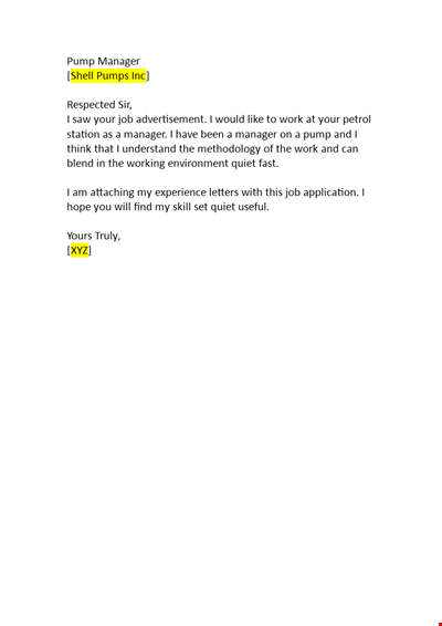 Job Application to Work at a Petrol Station