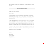 Requesting Sick Leave: How to Write an Email for Leave Approval example document template