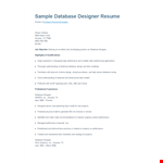 Database Designer Resume example document template 