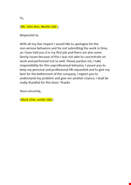 Apology Letter To Boss For Not So Good Performance