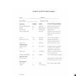 Student Activity example document template