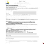 Return to Work Form | Employee Health | Return example document template