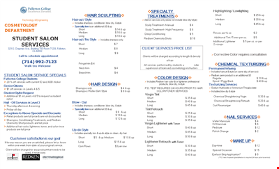 Fc Student Salon Menu Prices Specials