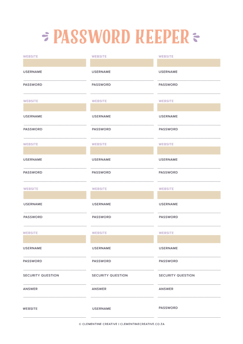 Password List Template - Simplify Your Account Management