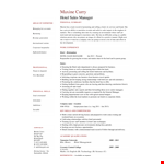 Hospitality Sales Manager Resume | Business Sales Expert at Hotels | Maxine | Dayjob example document template 