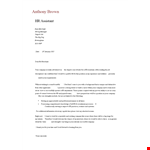 HR Assistant Cover Letter example document template 