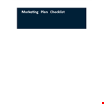 Marketing Plan Checklist Template Ttnoris example document template