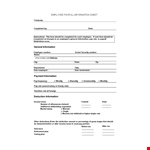 Payroll Information Sheet example document template