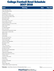 Printable College Football Bowl Schedule