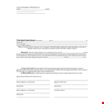 Printable Quit Claim Deed Template for Party Signatures example document template 