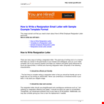 Email Resignation Letter Example - Quit Your Position Professionally example document template