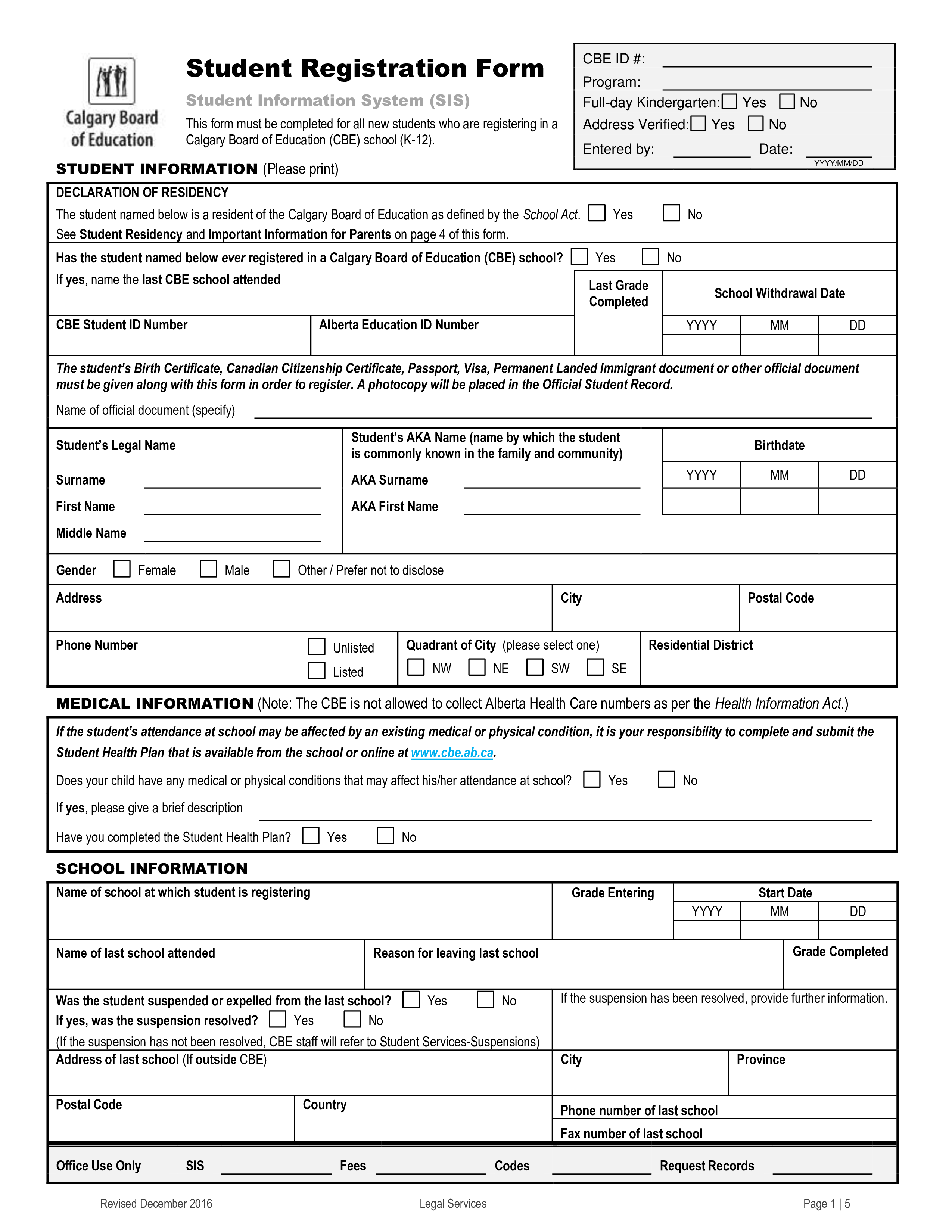 Student Registration Form Template