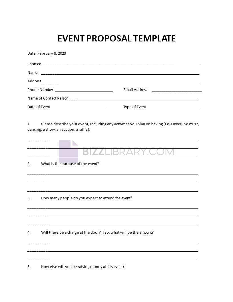 Event Proposal Sample Template