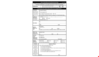 Printable Voter Registration Form