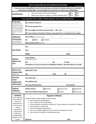 Printable Voter Registration Form