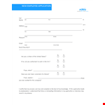 New Employee Application Template example document template