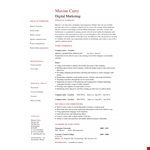 Digital Marketing Professional Resume example document template 