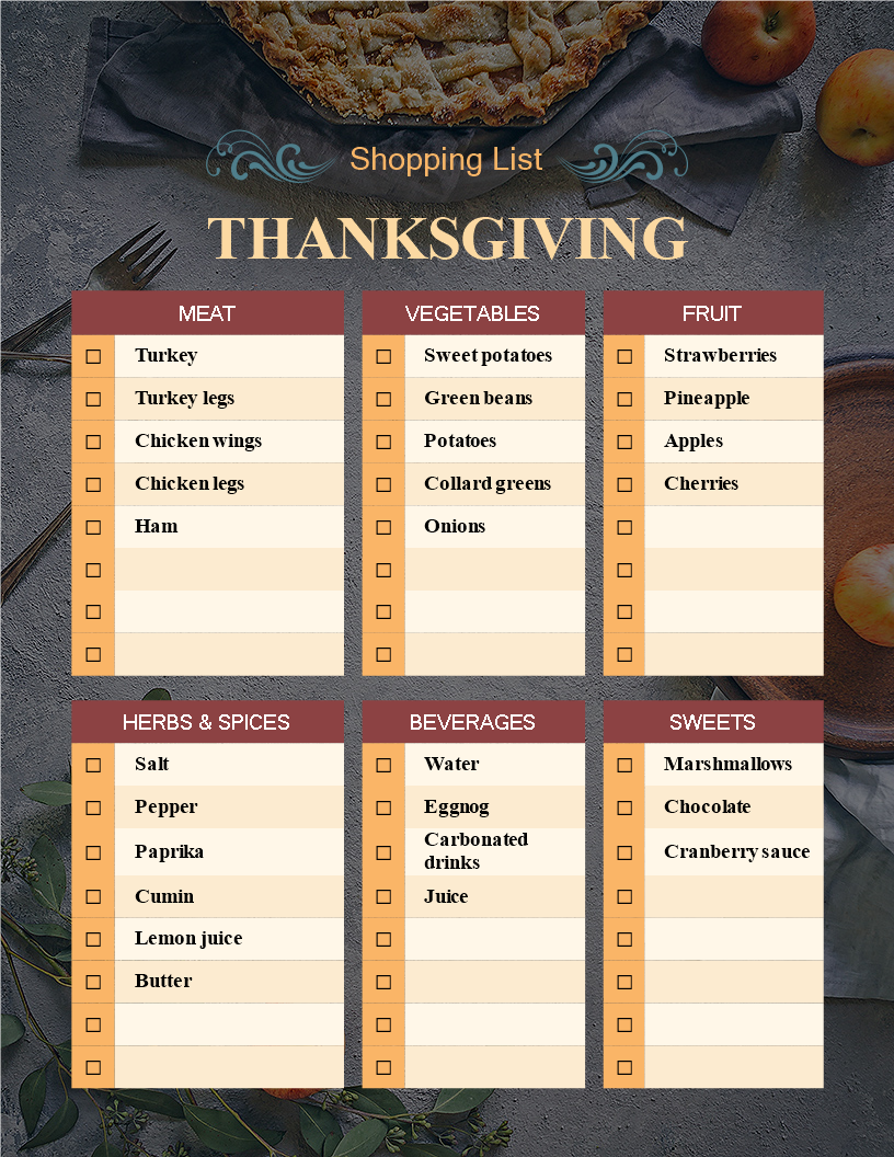 Thanksgiving Menu Template - Delicious Chicken, Savory Potatoes ...