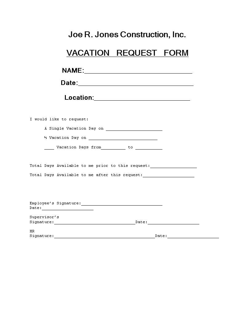 Request Vacation Easily with Our Signature Vacation Request Form