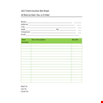 Silent Auction Bid Sheet - Bid on Your Favorite Items Easily example document template