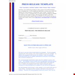 Winning Press Release Template for Your Candidate example document template 