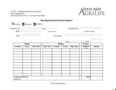 Transfer Letter Template for Departmental Transfers