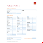 Home Budget Sheet | Monthly Total Income & Health Expenses example document template