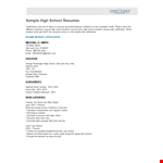 Sample High School Resume example document template