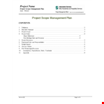 Project Scope Example - Success Metrics, Key Summary & Measures example document template