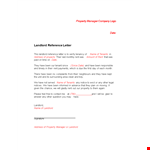 Get a Compelling Landlord Reference Letter for Your Property example document template