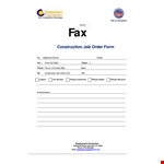Job Order For Construction example document template