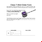 Class T Shirt Order Form example document template