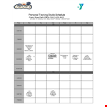 Personal Training Studio Schedule Template example document template